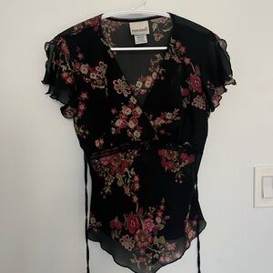 Fashion Bug Black and Red Floral Blouse